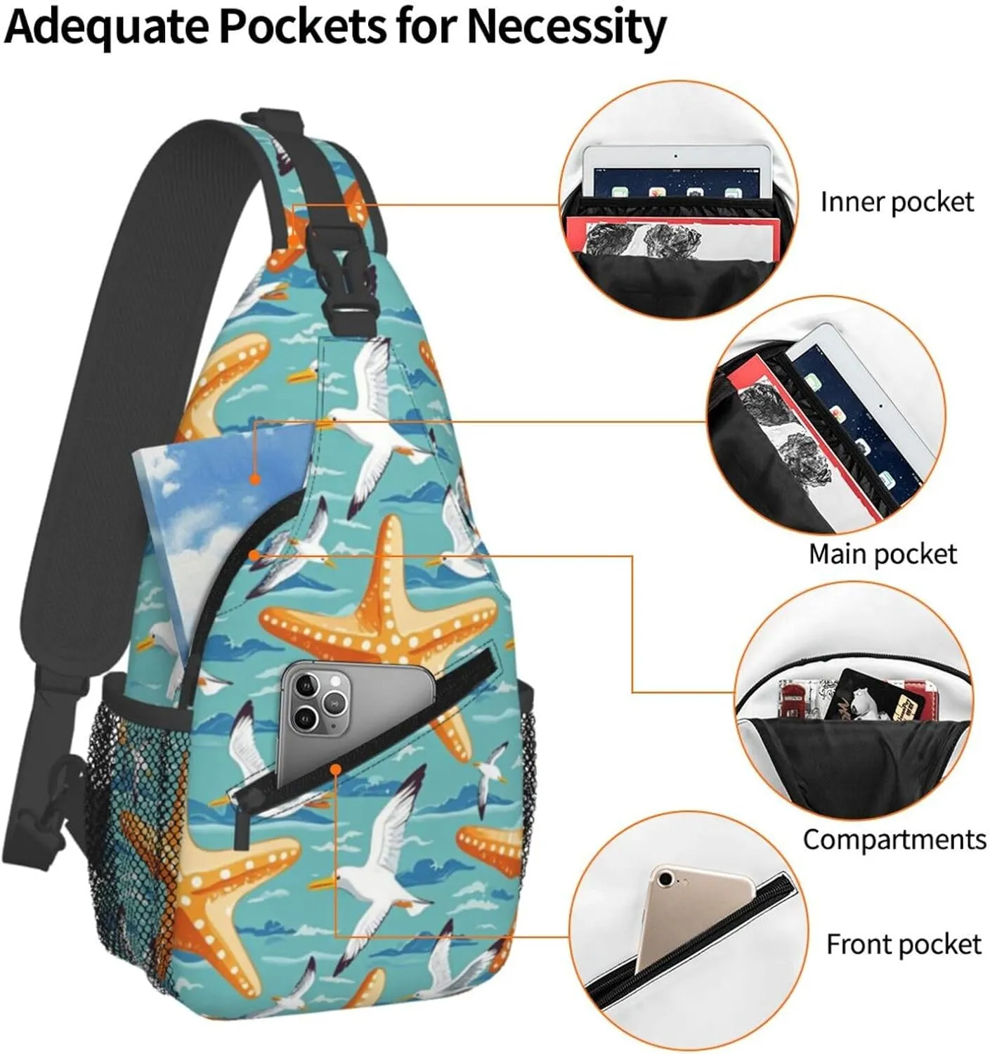 Daisy Red Ladybug Art Crossbody Bags Cross Chest Bag Adjustable Sling Backpack for Women Men
