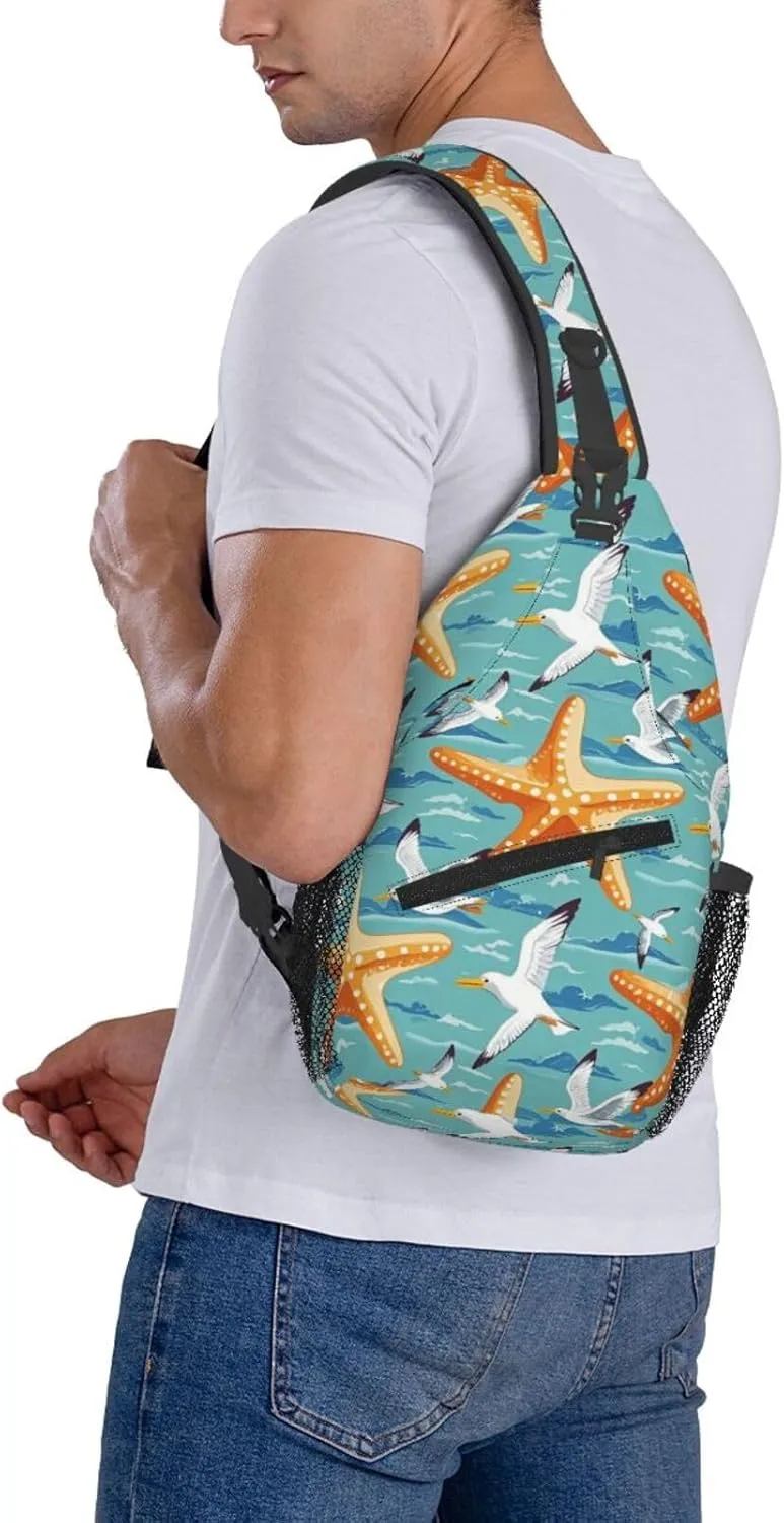 Daisy Red Ladybug Art Crossbody Bags Cross Chest Bag Adjustable Sling Backpack for Women Men