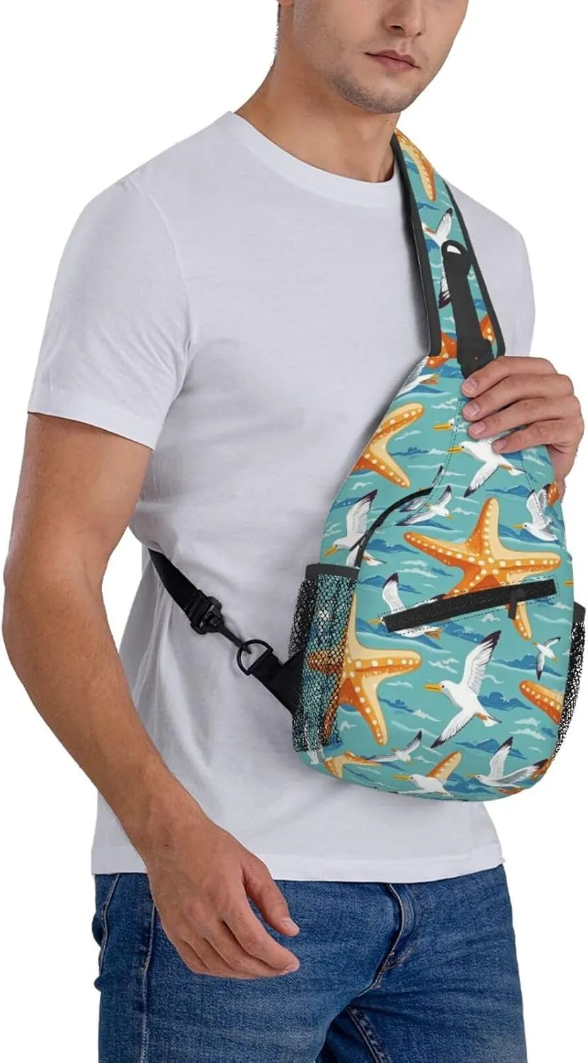 Daisy Red Ladybug Art Crossbody Bags Cross Chest Bag Adjustable Sling Backpack for Women Men