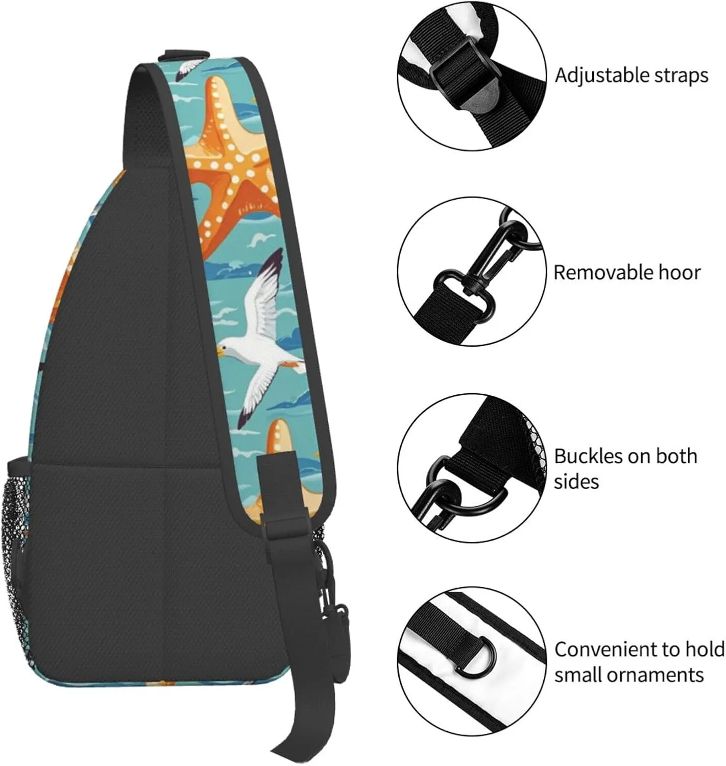 Daisy Red Ladybug Art Crossbody Bags Cross Chest Bag Adjustable Sling Backpack for Women Men