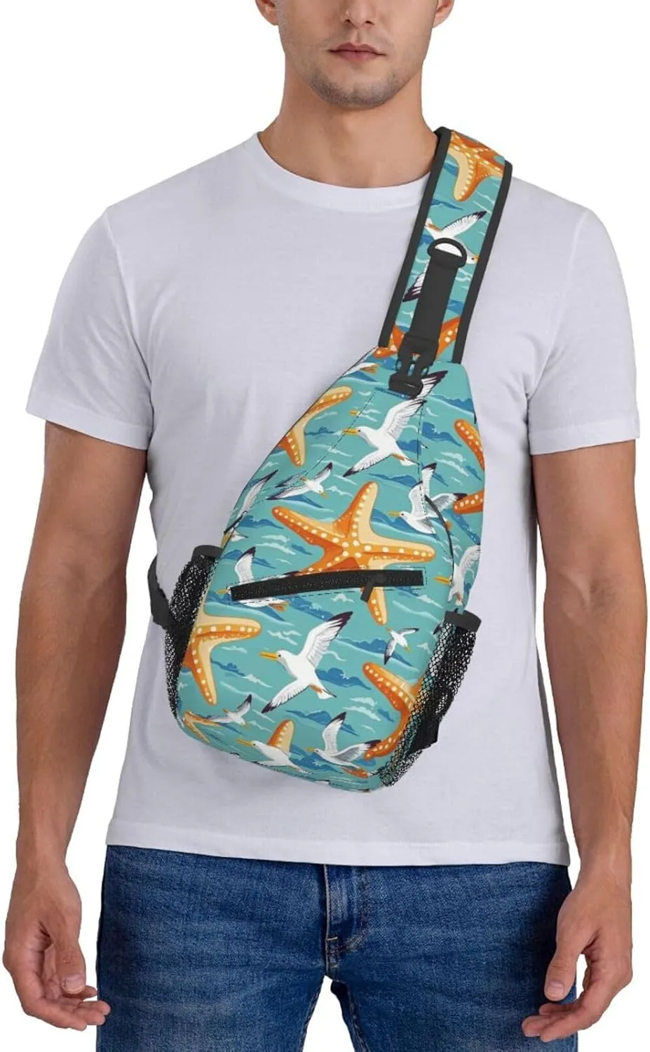 Daisy Red Ladybug Art Crossbody Bags Cross Chest Bag Adjustable Sling Backpack for Women Men