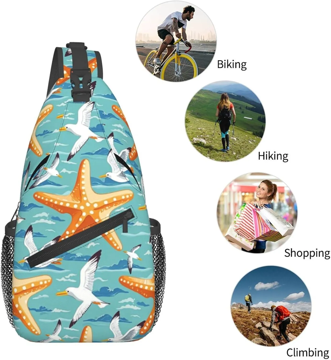 Daisy Red Ladybug Art Crossbody Bags Cross Chest Bag Adjustable Sling Backpack for Women Men