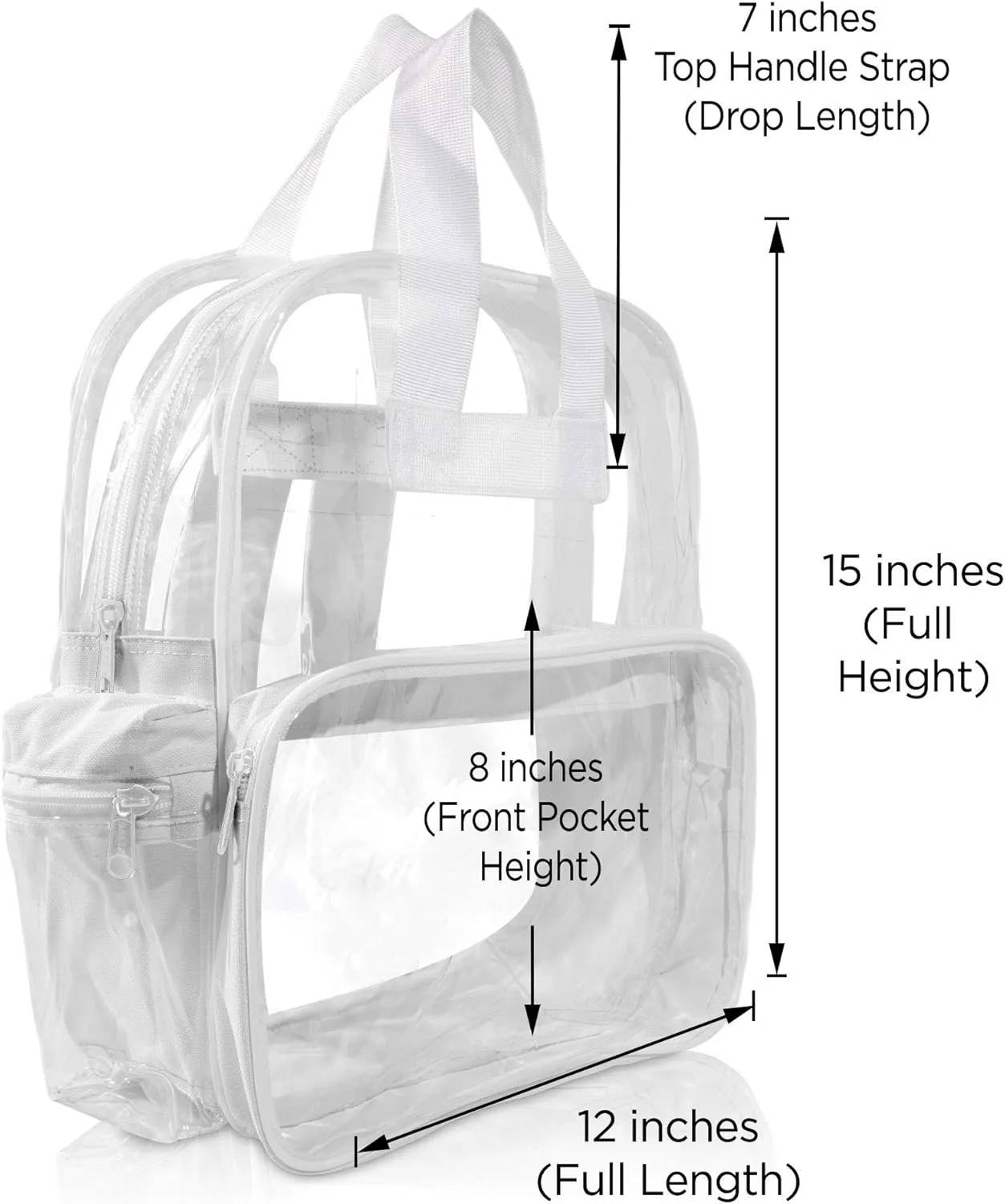 DALIX Wholesale Clear Backpacks Small Book Bags 50 Pc (White)