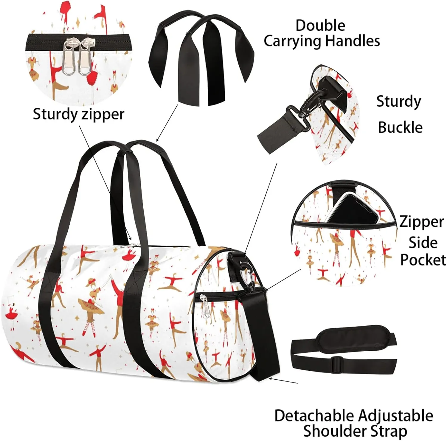 Dance Abstract Sports Gym Bag for Men Women Lightweight Travel Duffle Bag with Shoulder Strap Waterproof Carry On Weekender Overnight Bag for Travel Sports Gym
