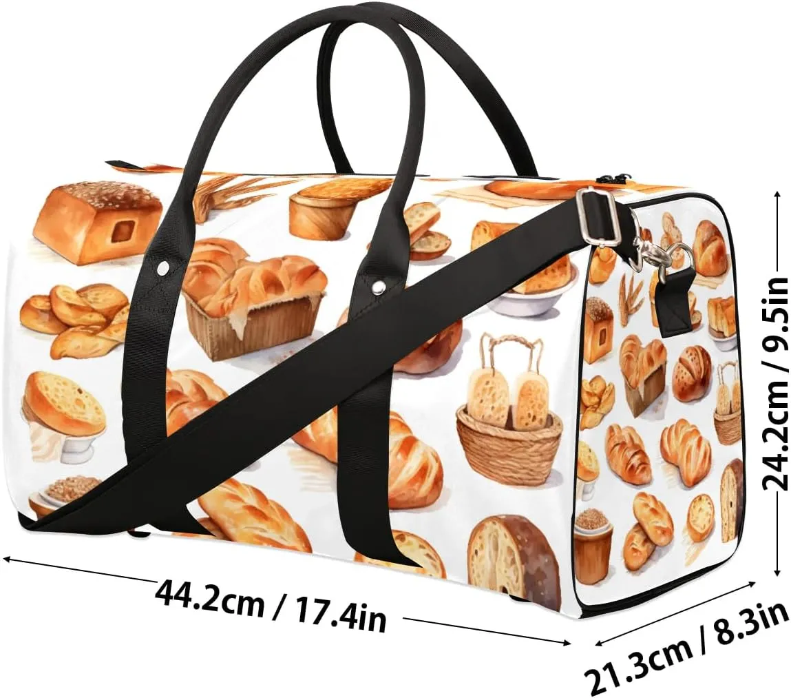 Danish Bread Print Travel Duffel Bag for Women Men Waterproof Foldable Overnight Weekender Bag Large Capacity Sports Gym Bag