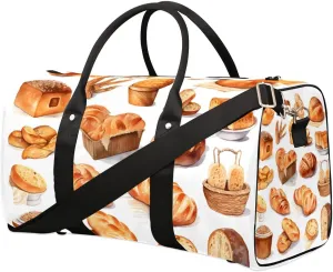 Danish Bread Print Travel Duffel Bag for Women Men Waterproof Foldable Overnight Weekender Bag Large Capacity Sports Gym Bag