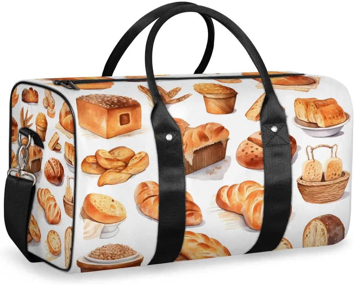 Danish Bread Print Travel Duffel Bag for Women Men Waterproof Foldable Overnight Weekender Bag Large Capacity Sports Gym Bag