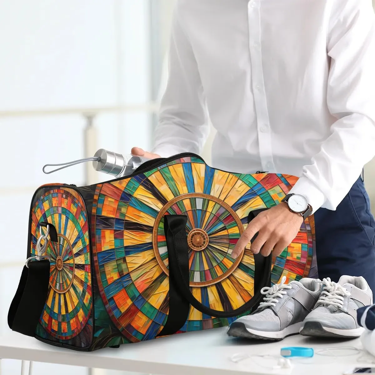 Darts Board Sports Travel Duffel Bag for Women Men Waterproof Foldable Overnight Weekender Bag Large Capacity Sports Gym Bag