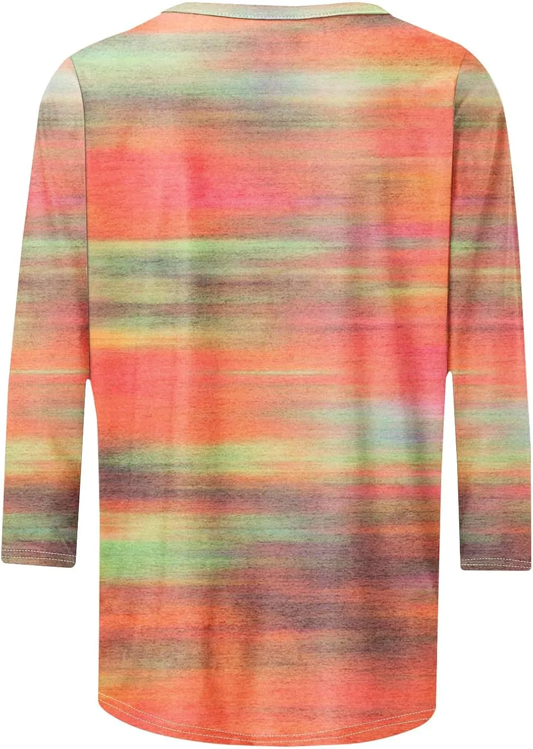 DASAYO Womens Fashion 2024 3/4 Sleeve Shirts Crewneck Casual Plus Size Tops for Women Trendy Tie Die Print Going Out Tops