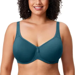 DELIMIRA Women's Seamless Tshirt Bras Plus Size Full Coverage Underwire Lightly Lined Bra Up to F