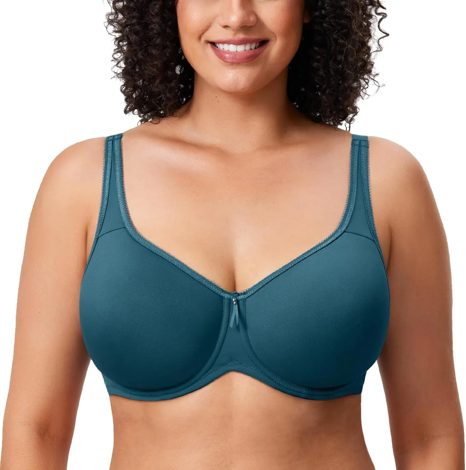 DELIMIRA Women's Seamless Tshirt Bras Plus Size Full Coverage Underwire Lightly Lined Bra Up to F