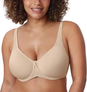 DELIMIRA Women's Seamless Tshirt Bras Plus Size Full Coverage Underwire Lightly Lined Bra Up to F