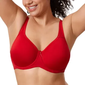DELIMIRA Women's Seamless Tshirt Bras Plus Size Full Coverage Underwire Lightly Lined Bra Up to F