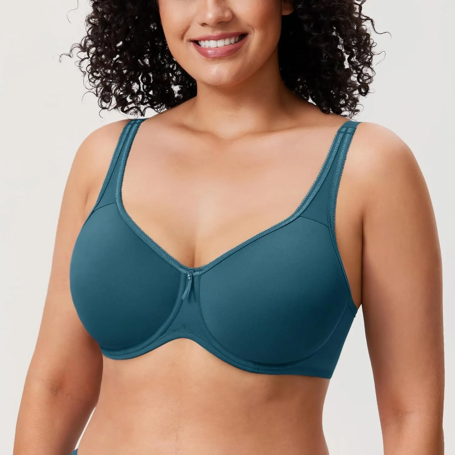 DELIMIRA Women's Seamless Tshirt Bras Plus Size Full Coverage Underwire Lightly Lined Bra Up to F