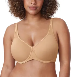 DELIMIRA Women's Seamless Tshirt Bras Plus Size Full Coverage Underwire Lightly Lined Bra Up to F