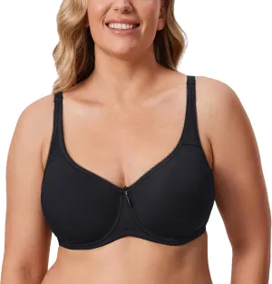 DELIMIRA Women's Seamless Tshirt Bras Plus Size Full Coverage Underwire Lightly Lined Bra Up to F