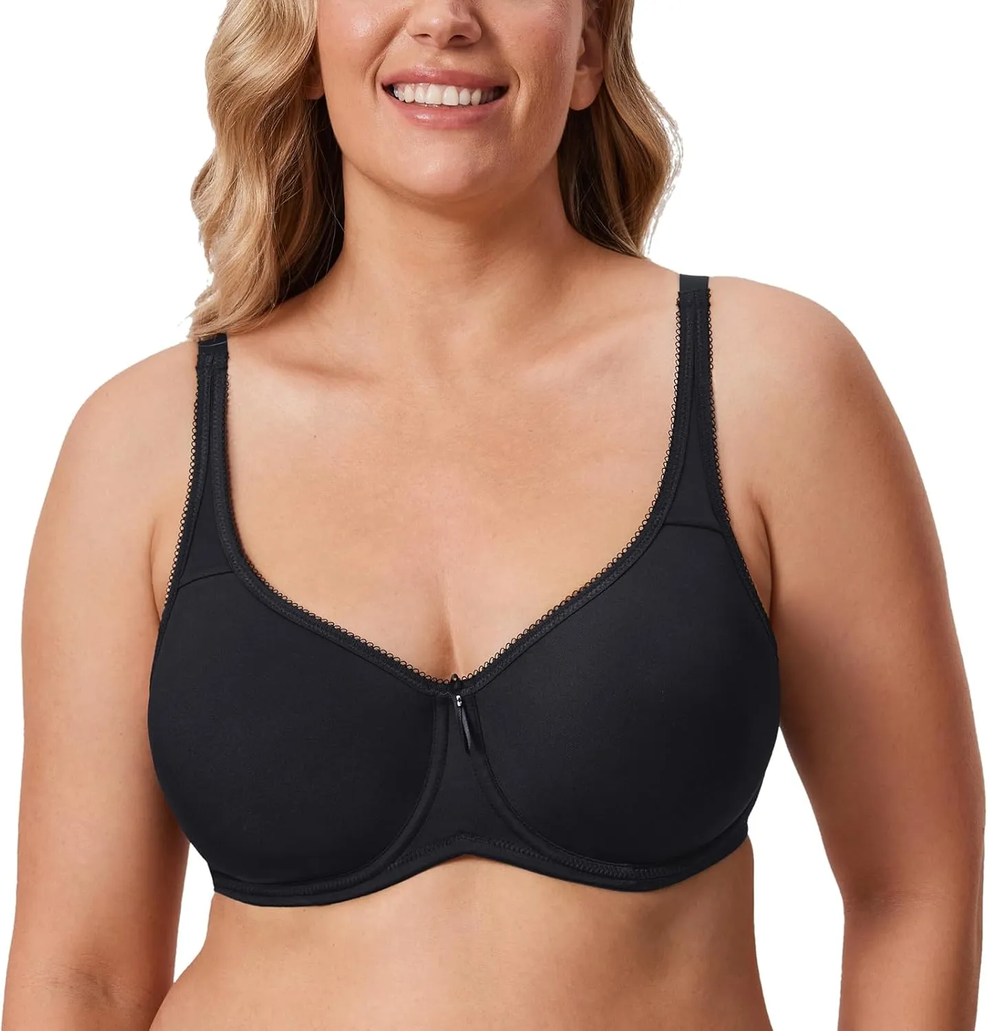 DELIMIRA Women's Seamless Tshirt Bras Plus Size Full Coverage Underwire Lightly Lined Bra Up to F