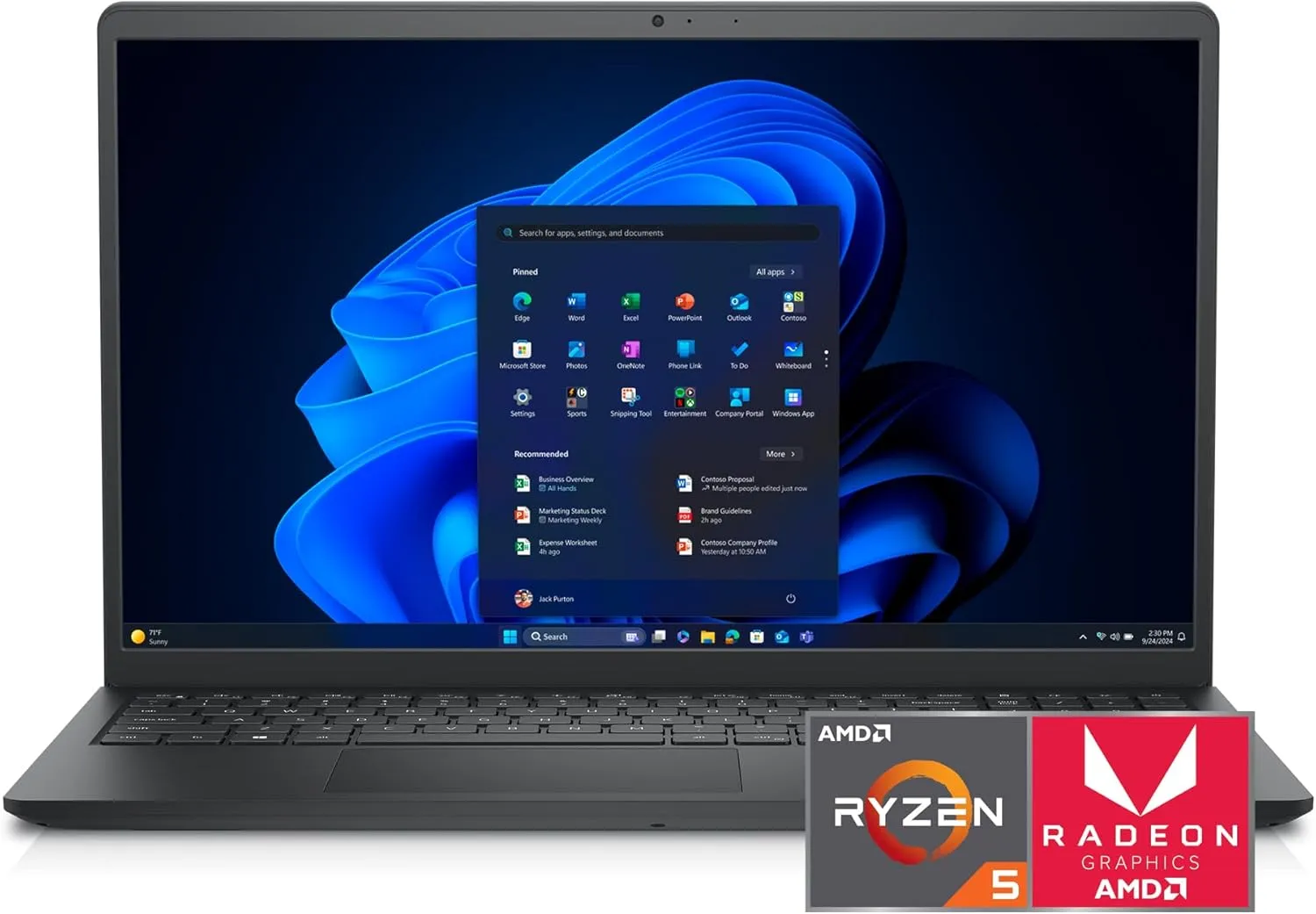 Dell Inspiron 15 Business Laptop 3535-15.6-inch FHD (1920 x 1080), AMD Ryzen 5-7530U, 16GB RAM, 512GB SSD, AMD Radeon Graphics, Windows 11 Pro Laptop, McAfee Business Protection 1-Year - Black