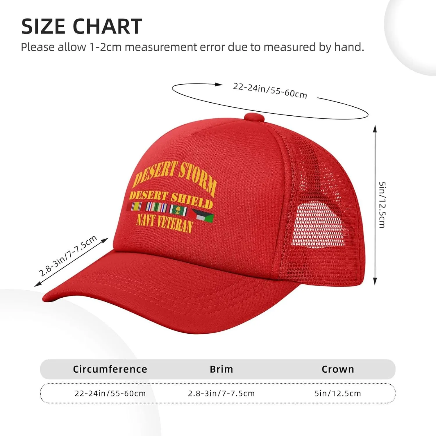 Desert Storm Desert Shield Navy Veteran Mesh Hat Baseball Cap for Men Women Adjustable Trucker Hat Dad Hat
