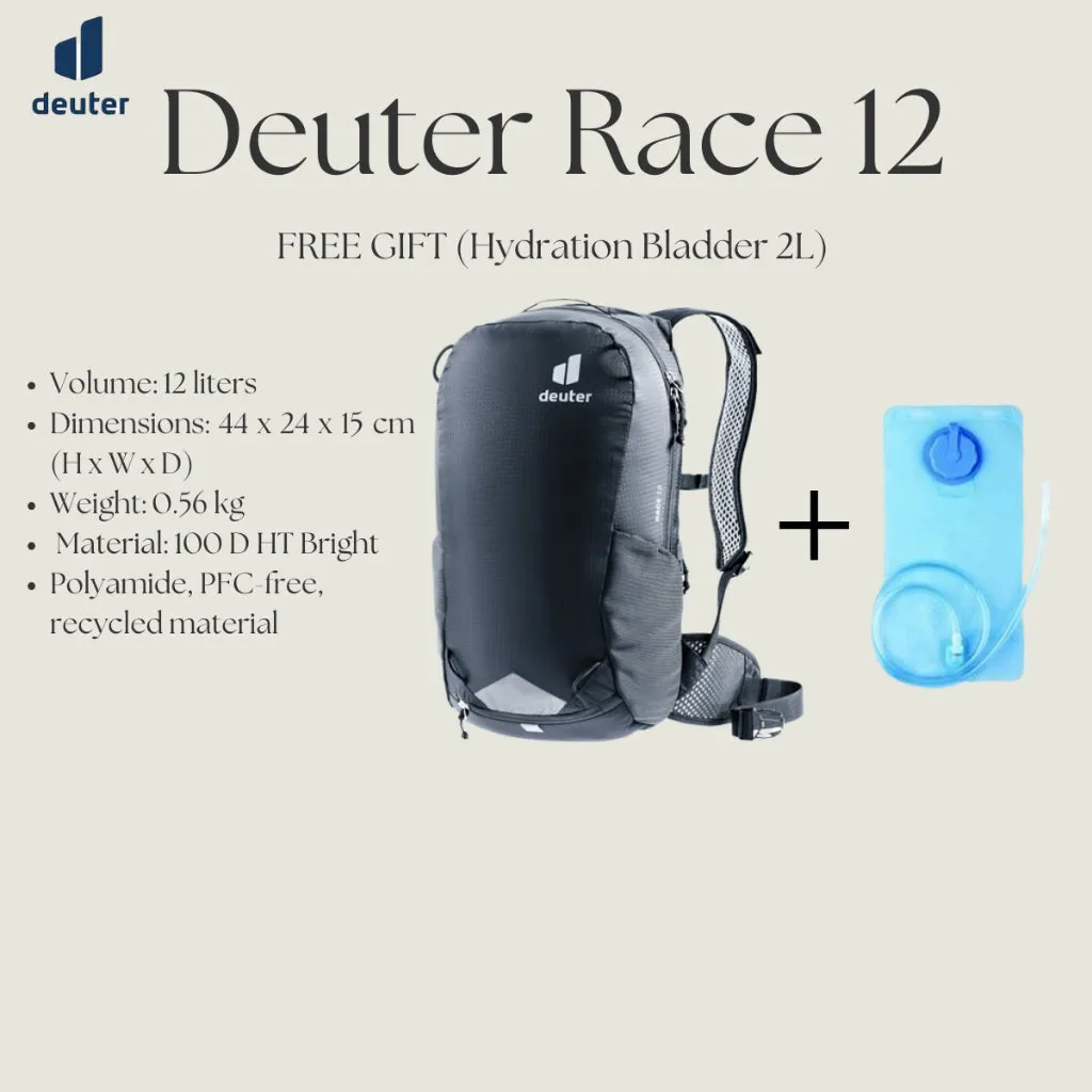 Deuter Race 12 (Black)   FREE GIFT (Hydration Bladder 2L)