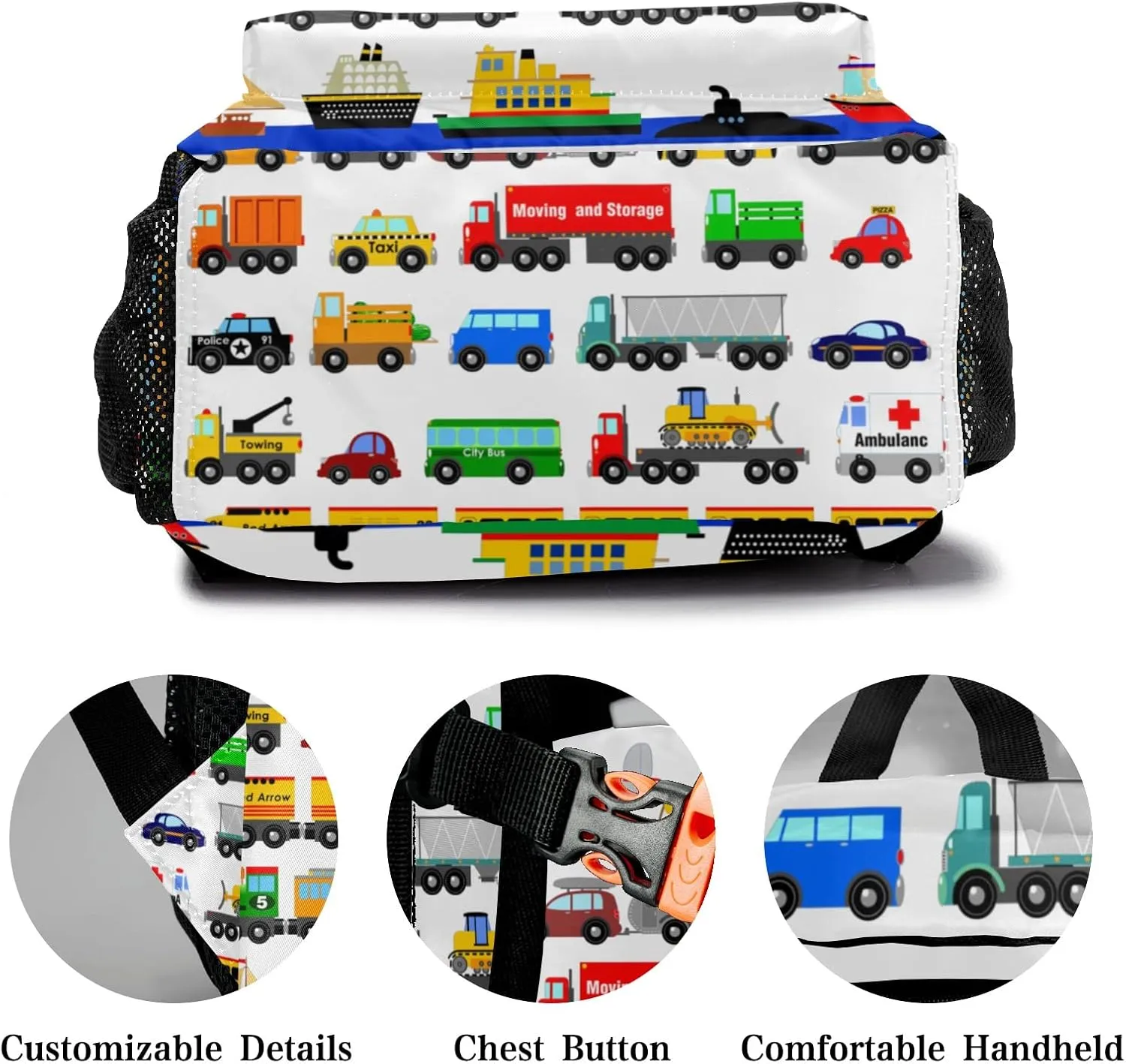 Deven Truck Plane Car Personalized Kids Backpack for Boy/Girl Teen Primary School Daypack Travel Bag Bookbag