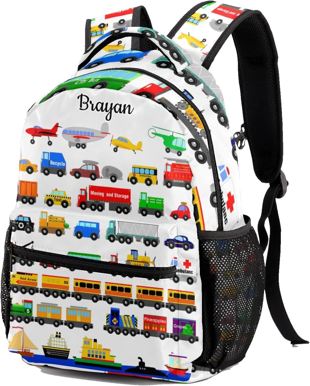 Deven Truck Plane Car Personalized Kids Backpack for Boy/Girl Teen Primary School Daypack Travel Bag Bookbag