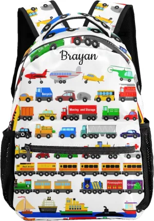 Deven Truck Plane Car Personalized Kids Backpack for Boy/Girl Teen Primary School Daypack Travel Bag Bookbag