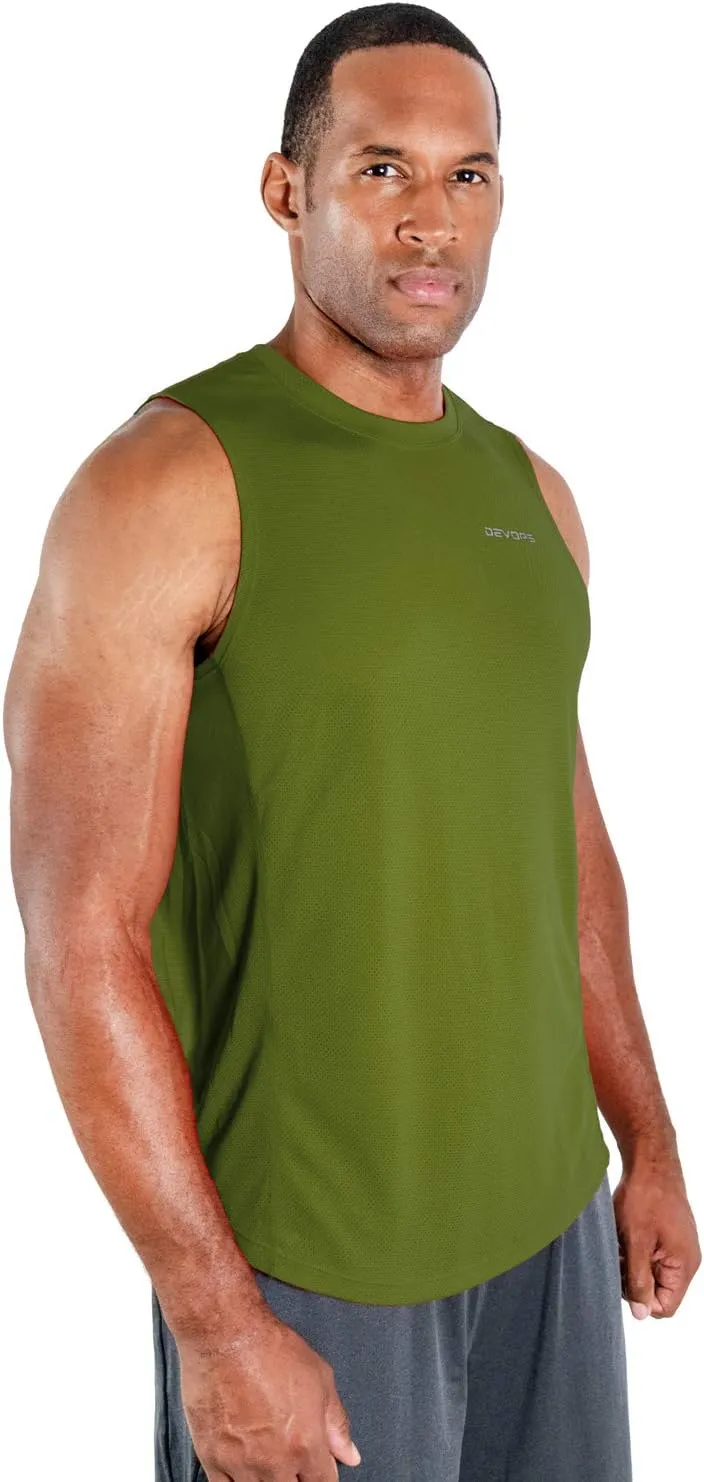 DEVOPS 3 Pack Men's Muscle Shirts Sleeveless Dry Fit Gym Workout Tank Top