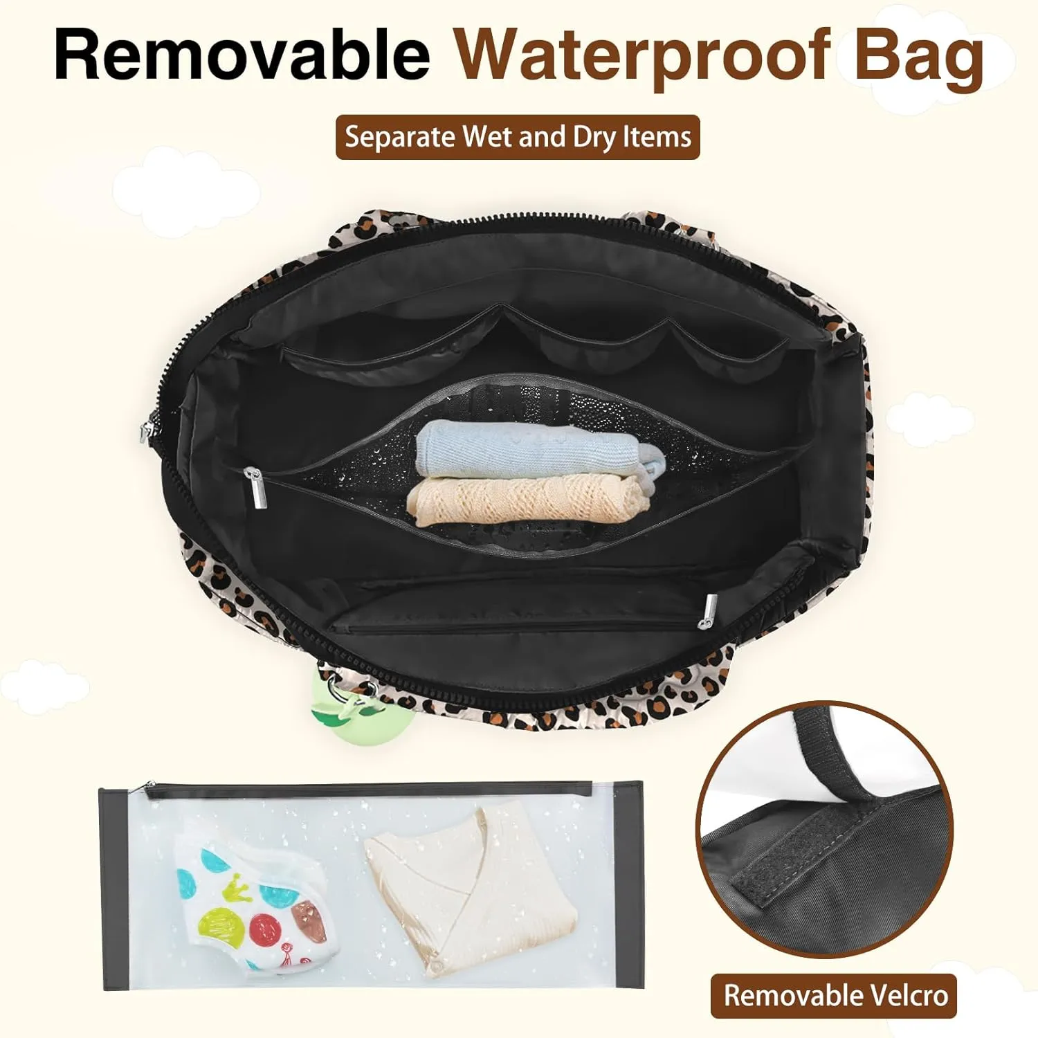 Diaper Bag Tote, Baby Diaper Tote Bags Crossbody Hospital Bag Travel Large Mommy Bag, with Silicone Pacifier Case