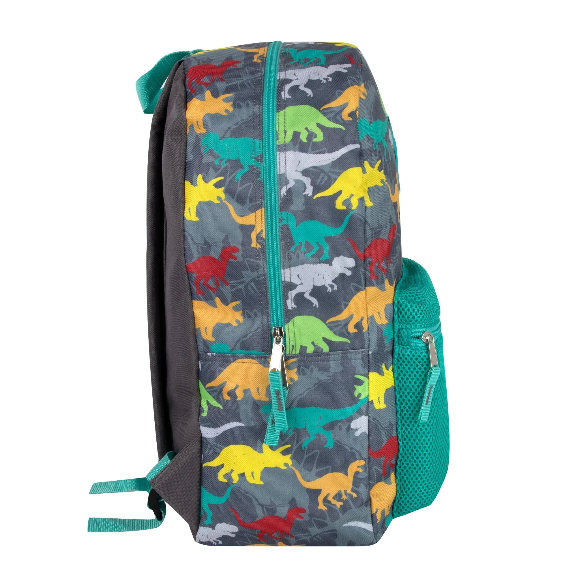 Dino Themed 17 Inch Backpack With Lunch Bag & Pencil Case Wholesale