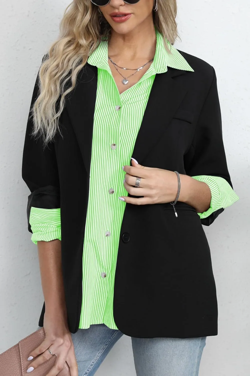 Diosun Womens Striped Button Down Shirts Classic Long Sleeve Stylish Collared Office Work Blouses Tops