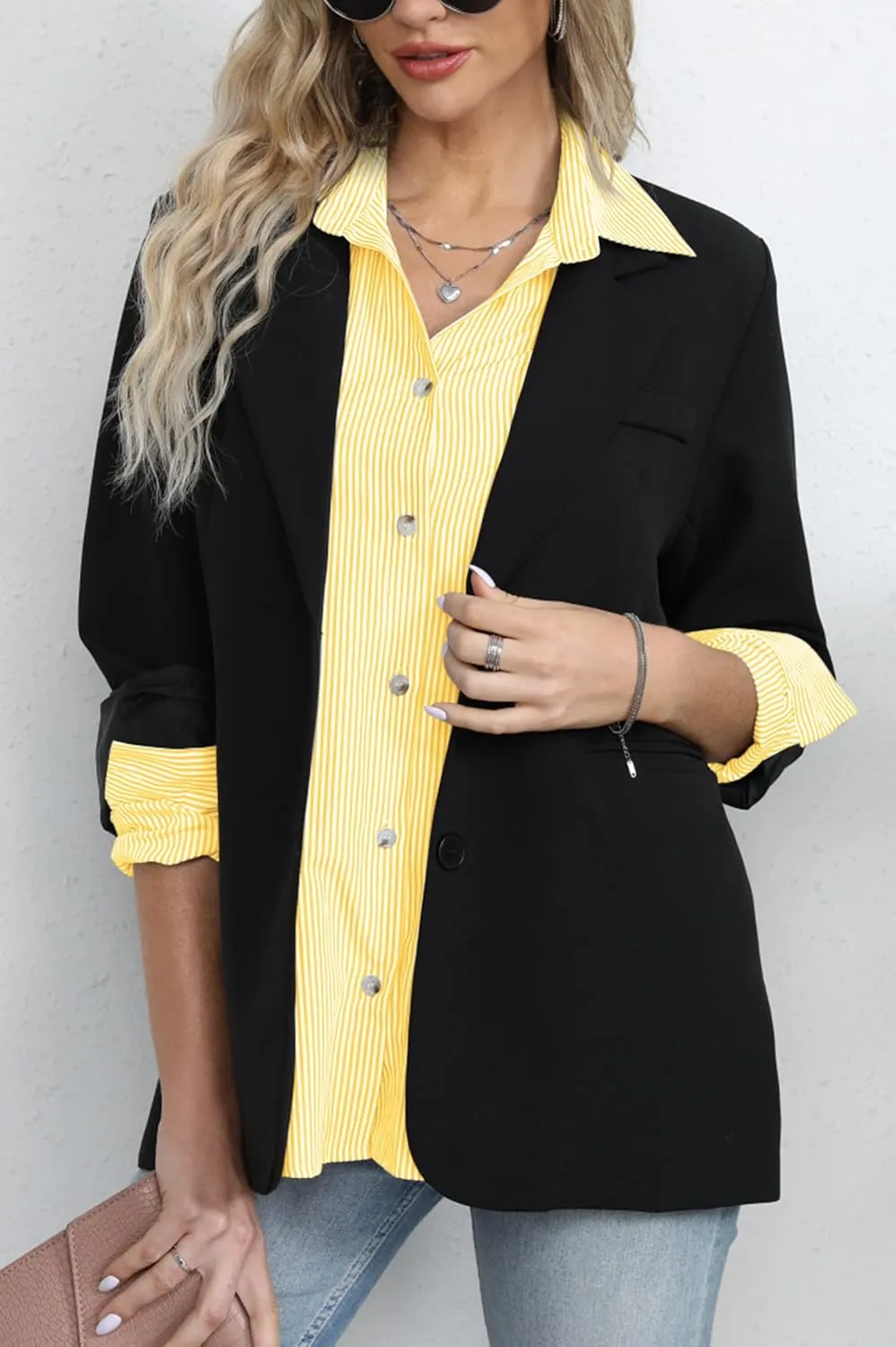 Diosun Womens Striped Button Down Shirts Classic Long Sleeve Stylish Collared Office Work Blouses Tops