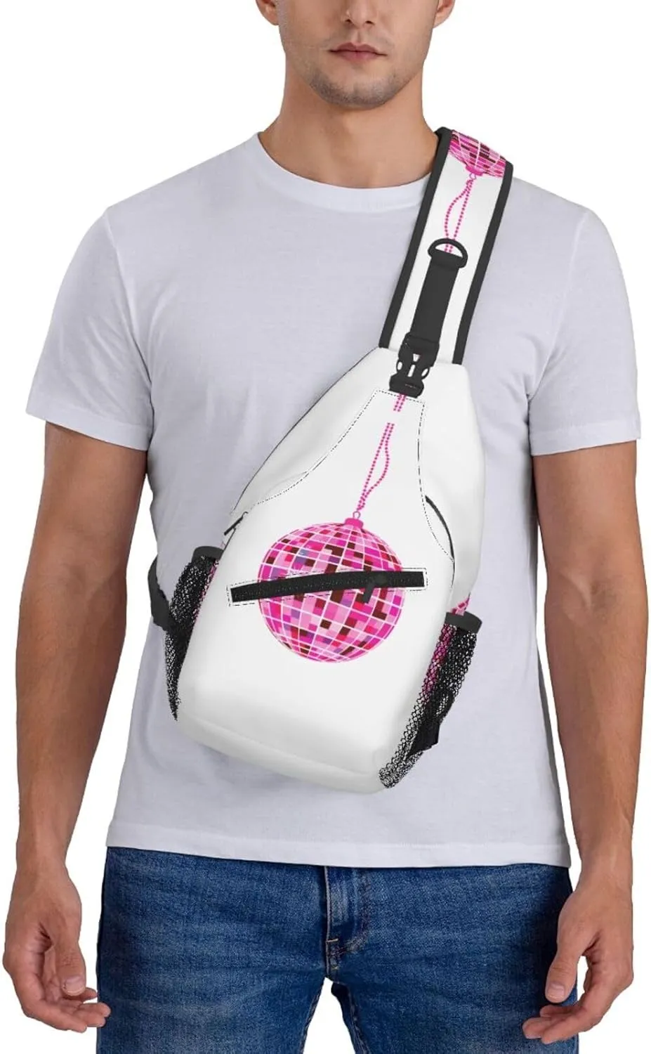 Disco Ball Rings Sling Bag For Men Crossbody Backpack,Women Shoulder Bag For Travel Sport