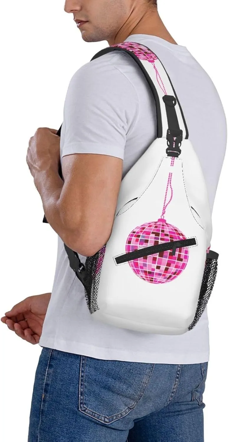 Disco Ball Rings Sling Bag For Men Crossbody Backpack,Women Shoulder Bag For Travel Sport