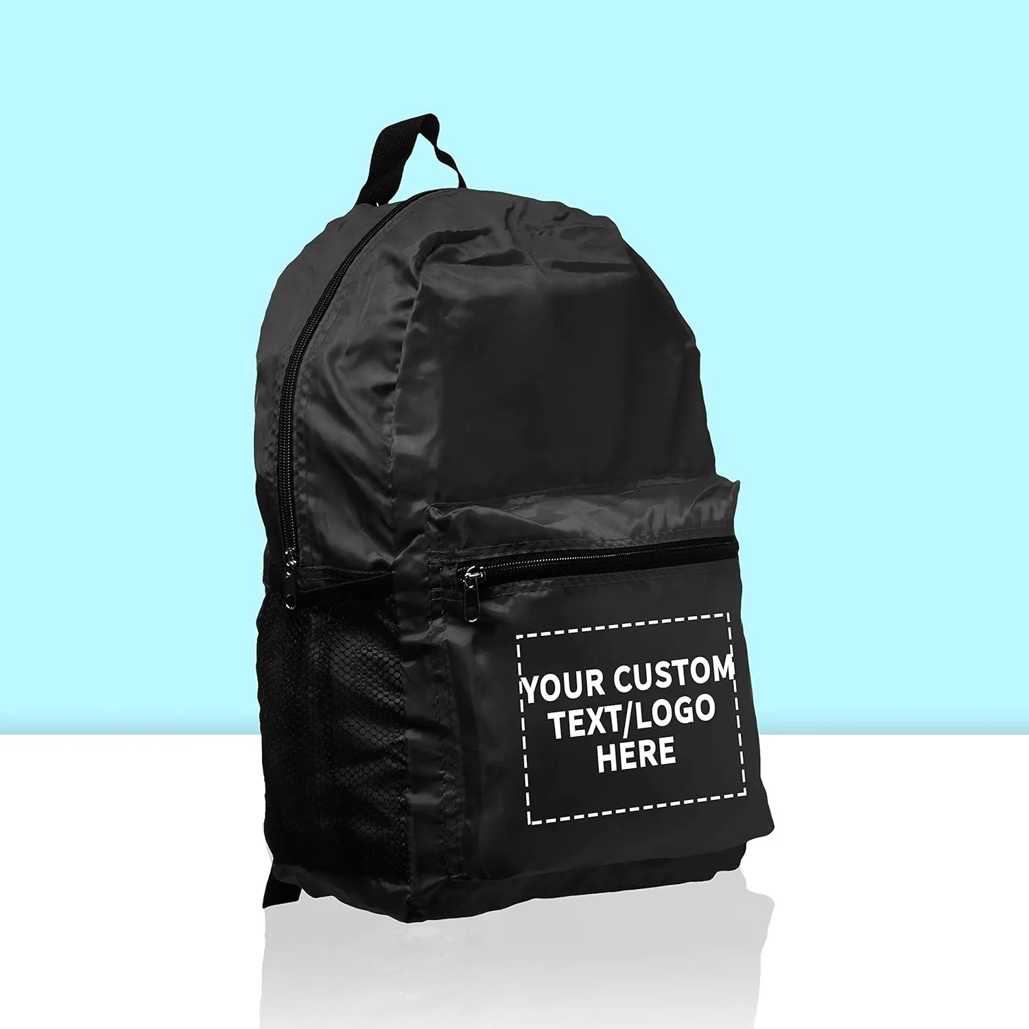 DISCOUNT PROMOS Custom Simple Functional Backpacks Set of 12, Personalized Bulk Pack - Water Resistant, Lightweight - Black