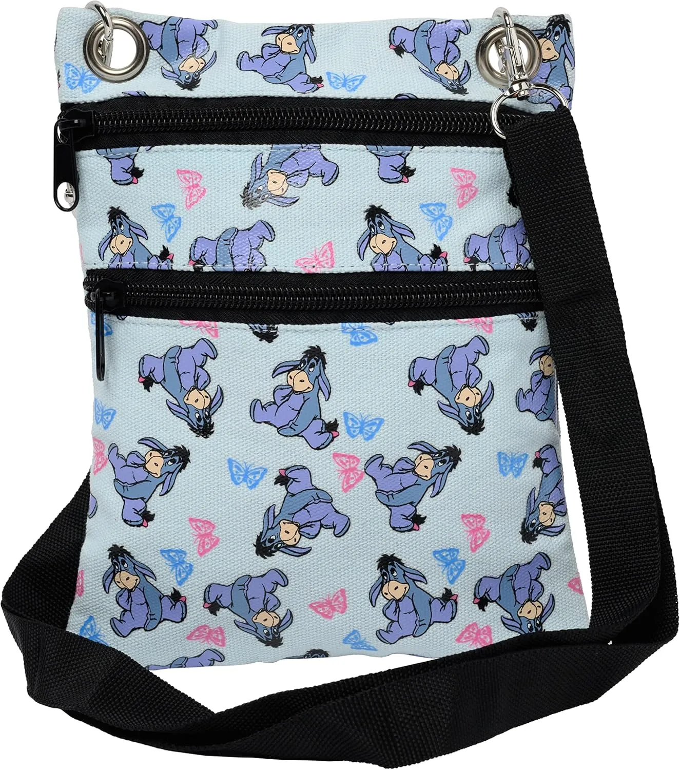 Disney Passport Bag Crossbody Travel Mickey Minnie Eeyore Stitch All Over Print