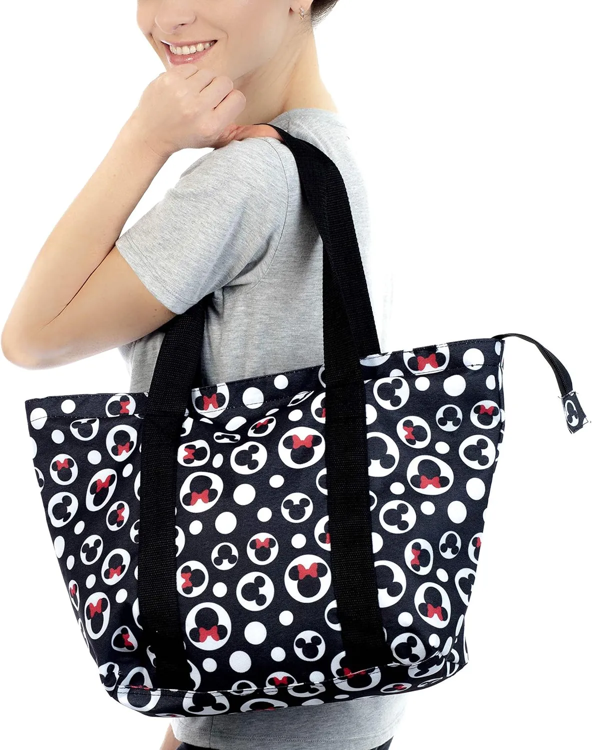 Disney Tote Mickey & Minnie Mouse Icon Print Zipper Travel Bag
