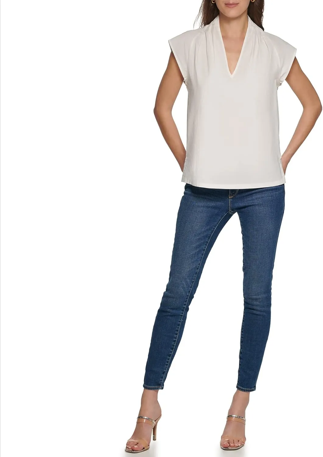 DKNY Women's Cap Sleeve Business Casual Blouse