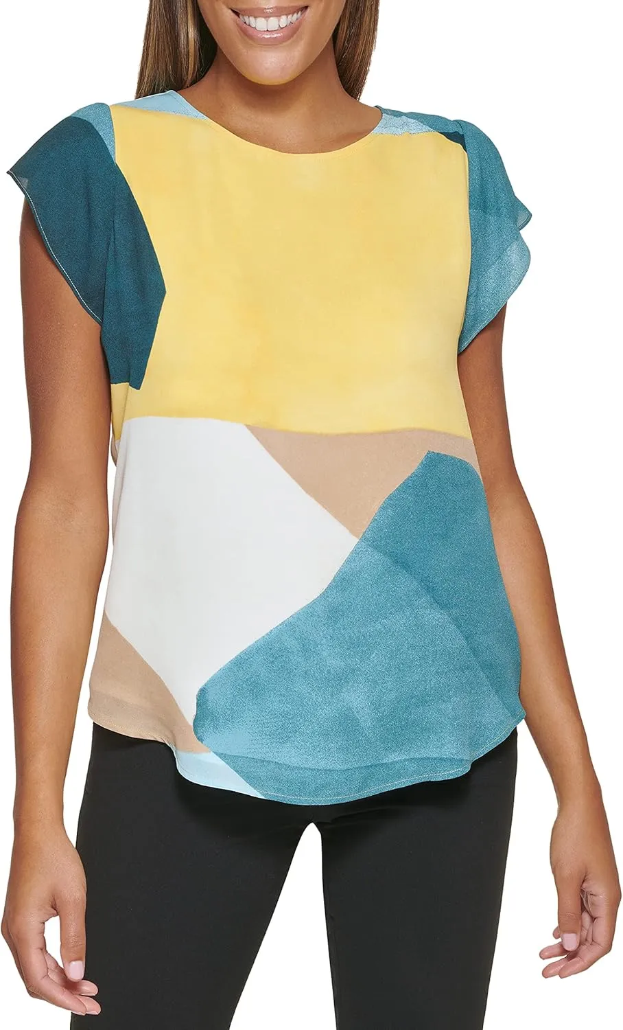DKNY Women's Cap Sleeve Business Casual Blouse