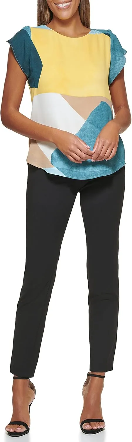 DKNY Women's Cap Sleeve Business Casual Blouse