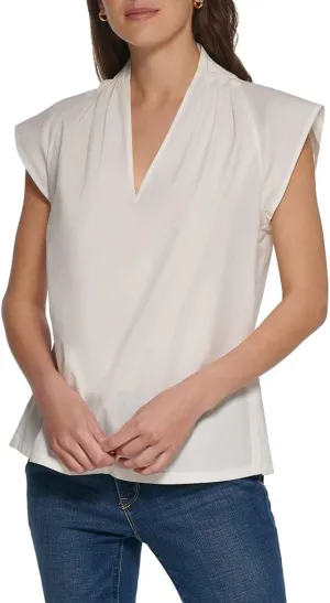 DKNY Women's Cap Sleeve Business Casual Blouse