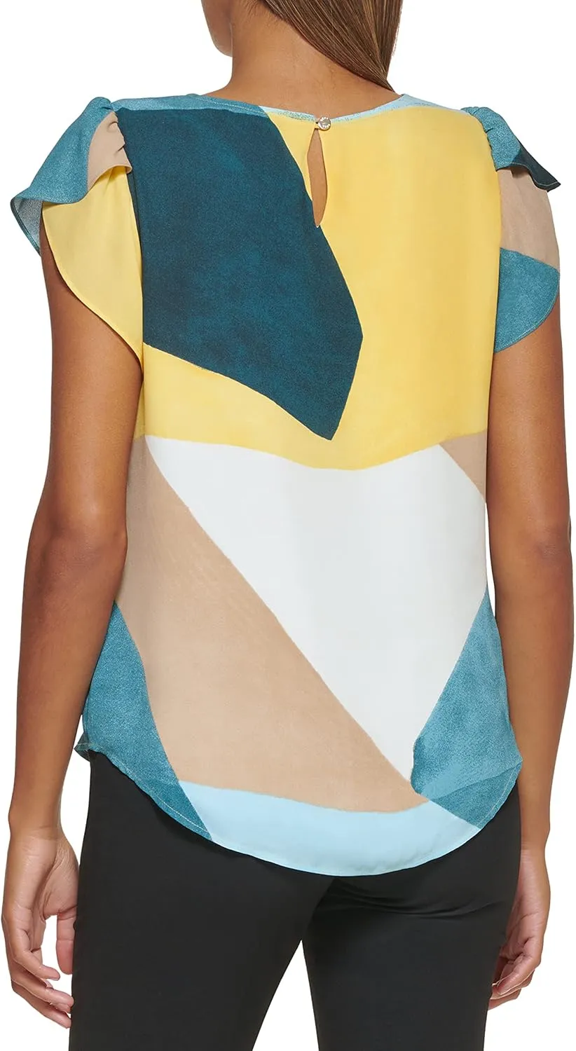 DKNY Women's Cap Sleeve Business Casual Blouse