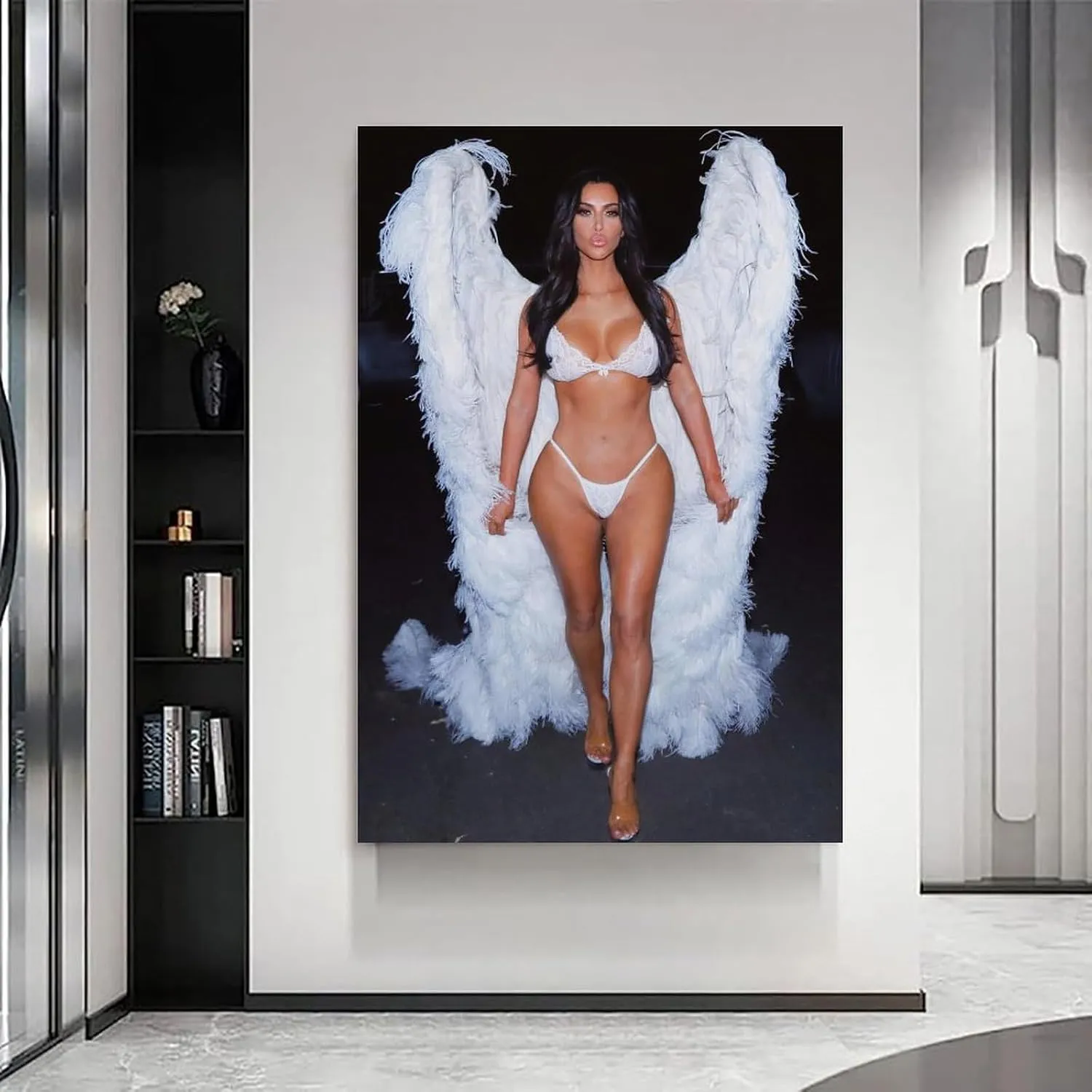 DMIEXA Kim Kardashian Hot Sexy Wing Posters Painting On Canvas Wall Art Scroll Picture Print Living Room Walls Decor Homes 16x24inch(40x60cm), Frame-style