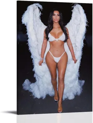 DMIEXA Kim Kardashian Hot Sexy Wing Posters Painting On Canvas Wall Art Scroll Picture Print Living Room Walls Decor Homes 16x24inch(40x60cm), Frame-style