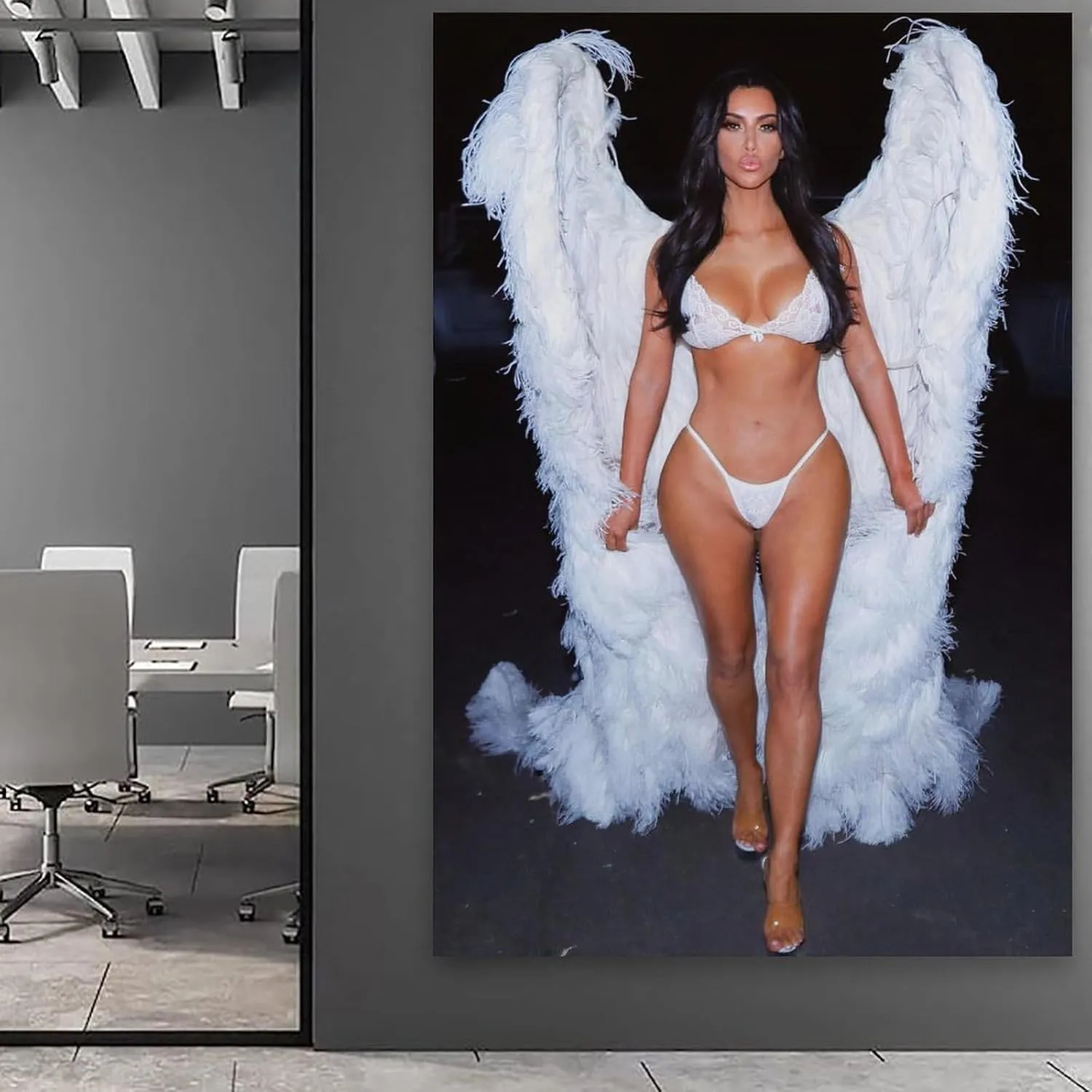 DMIEXA Kim Kardashian Hot Sexy Wing Posters Painting On Canvas Wall Art Scroll Picture Print Living Room Walls Decor Homes 16x24inch(40x60cm), Frame-style