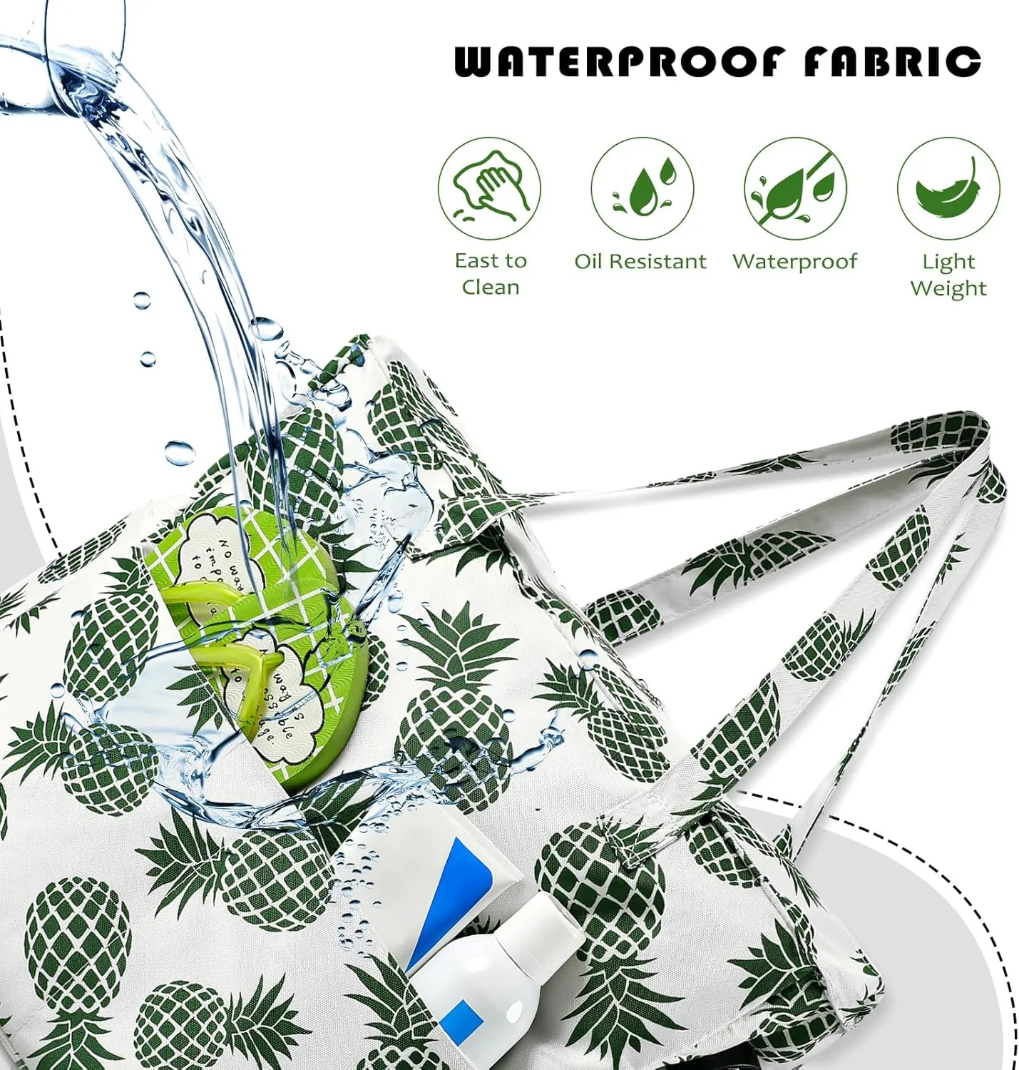 DOFOWORK Beach Bags for Women - Large Beach Bag Tote with Wet Pocket, Waterproof Sandproof with Zipper