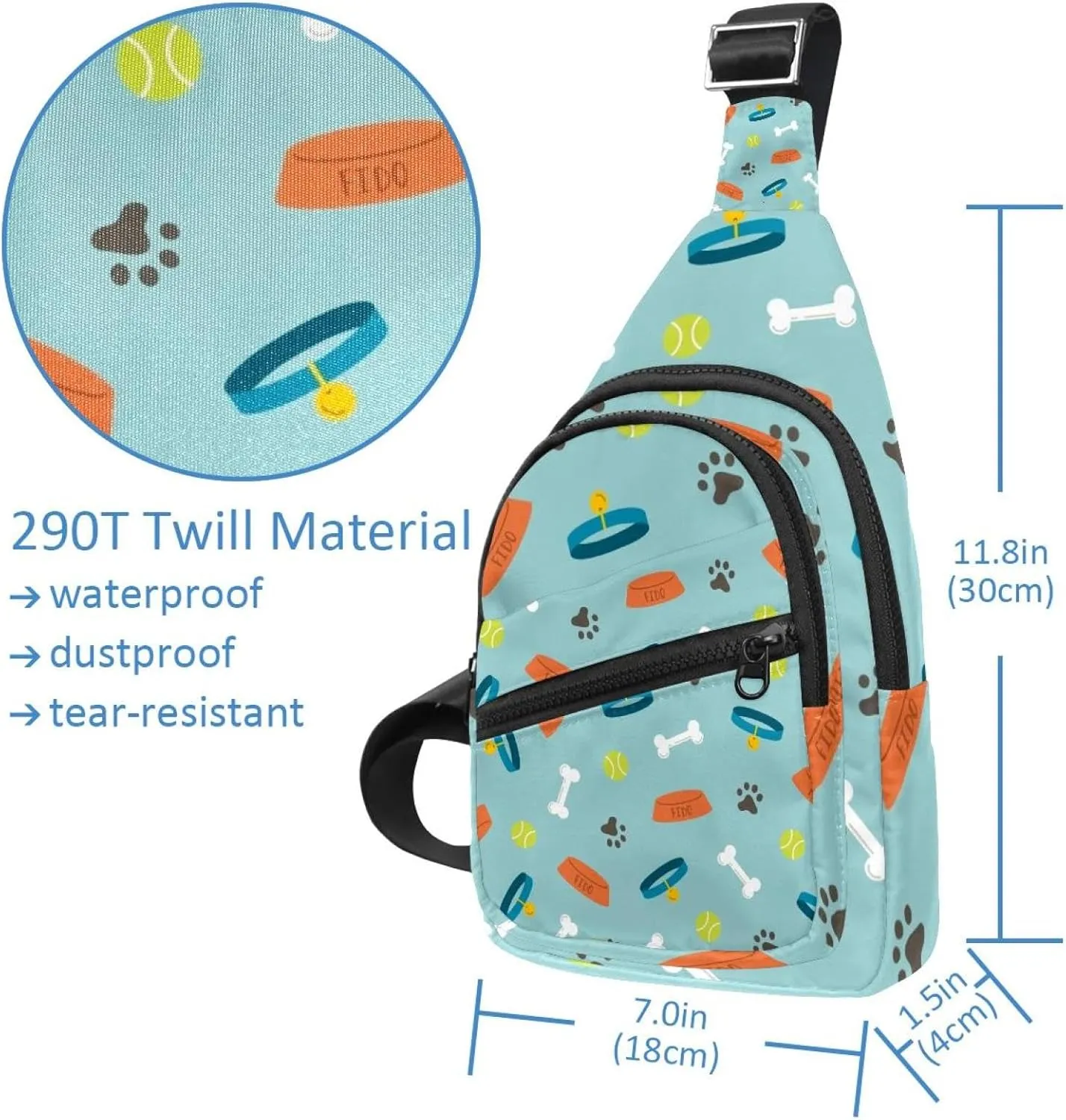 Dog Footprints Sling Backpack Bag