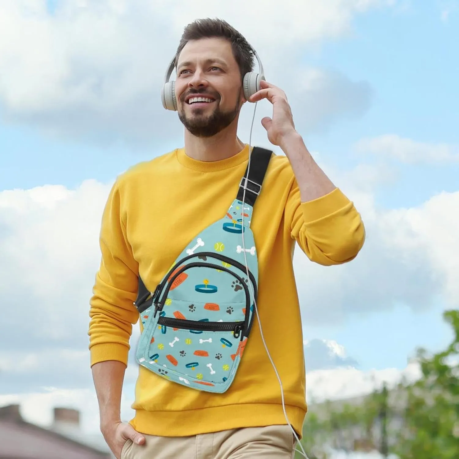 Dog Footprints Sling Backpack Bag