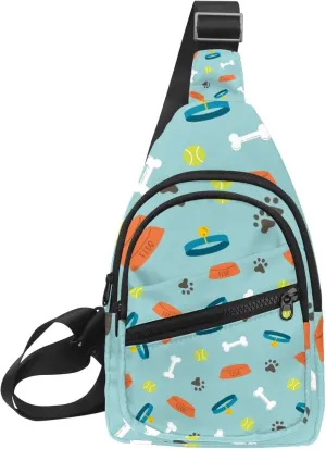 Dog Footprints Sling Backpack Bag
