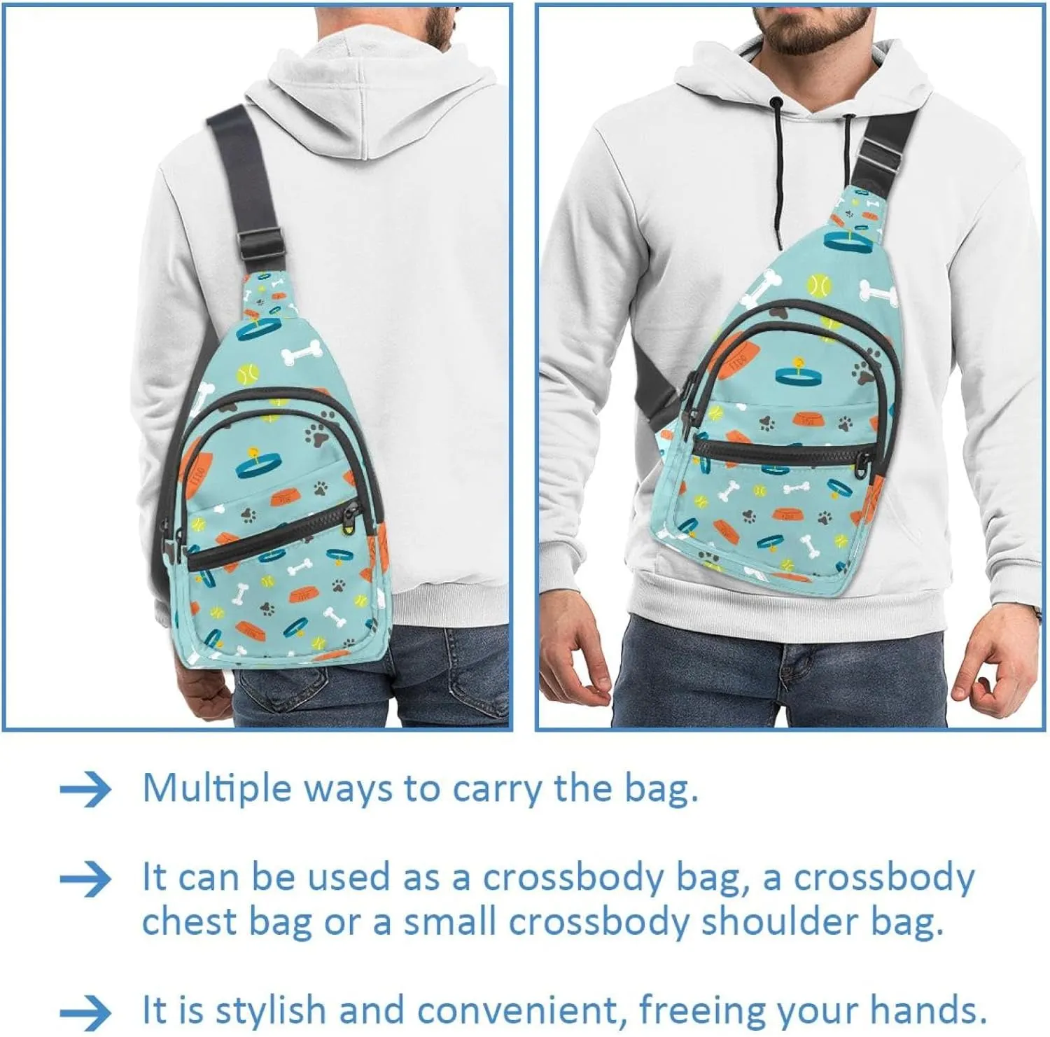 Dog Footprints Sling Backpack Bag